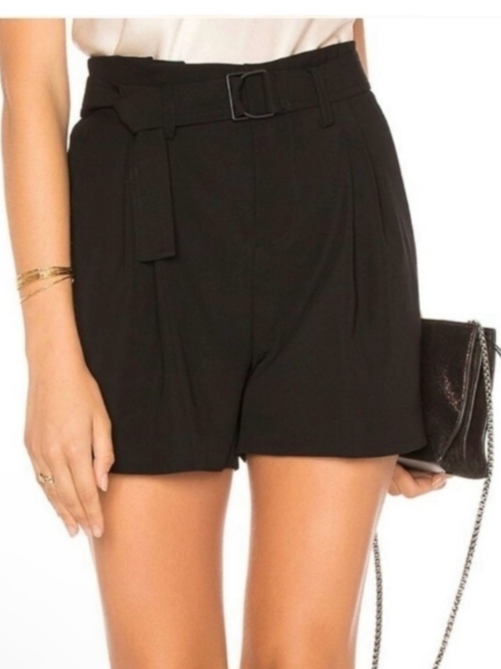 Vince Black High-Waist Tie-Belt Shorts ❤️❤️